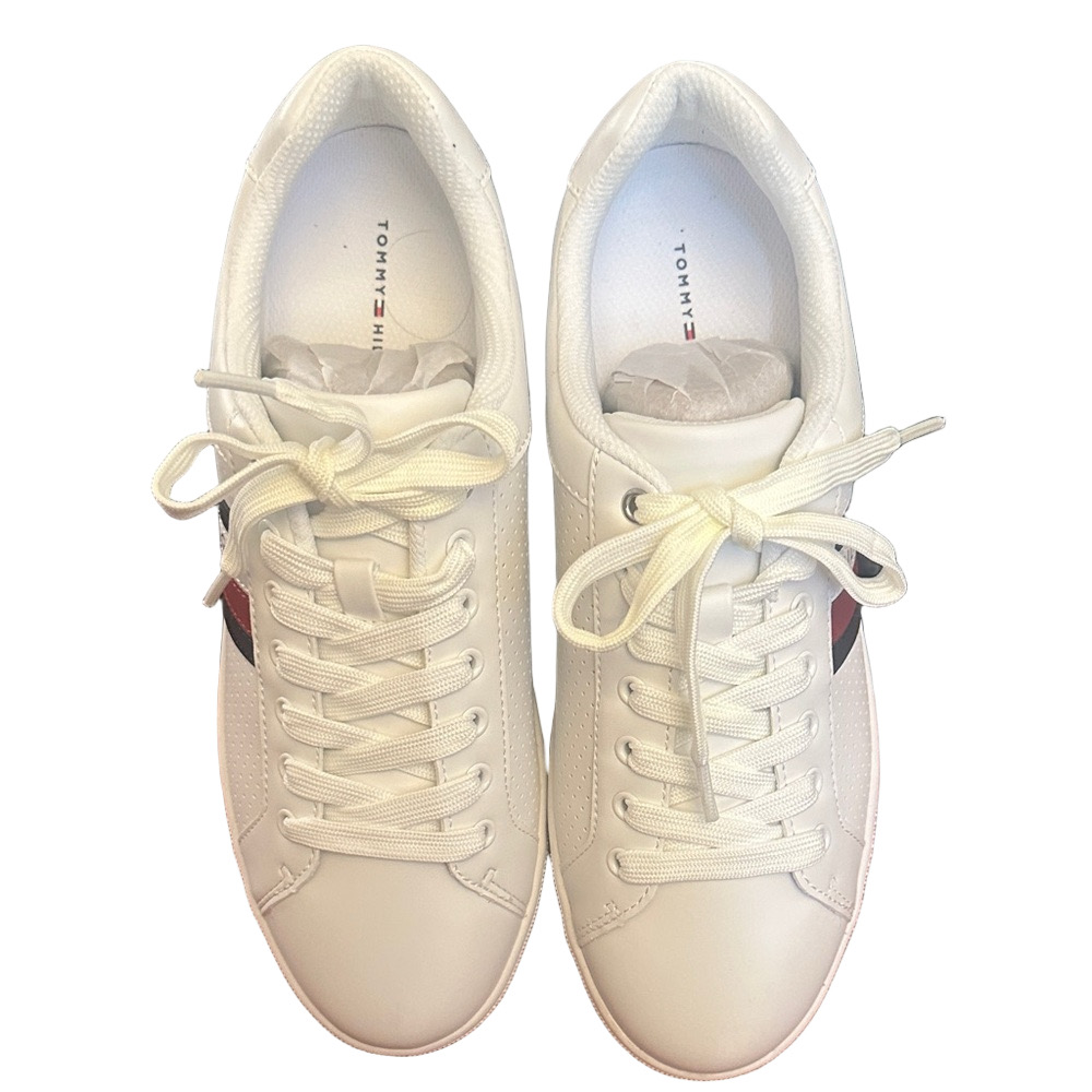 Tommy Hilfiger Men's White and Red Sneakers - Picture 2 of 10